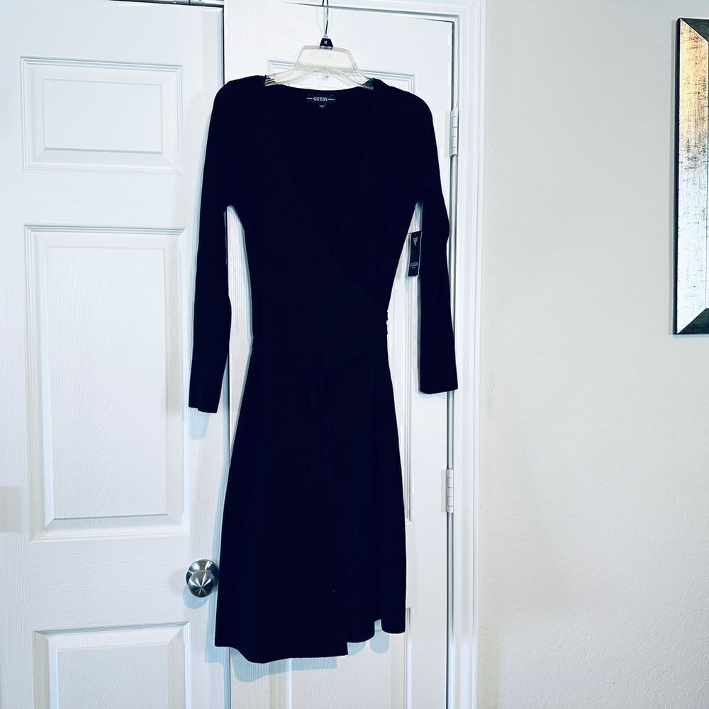 GUESS Women's Long Sleeve Everly Wrap Sweater Dress - Picture 2 of 9